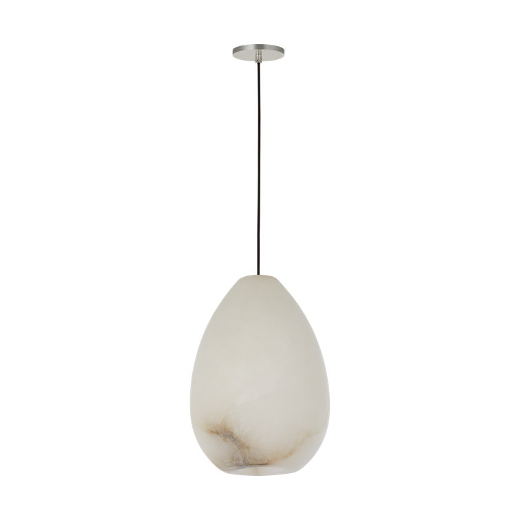 Polished Nickel Mini LED Pendant with Alabaster Shade
