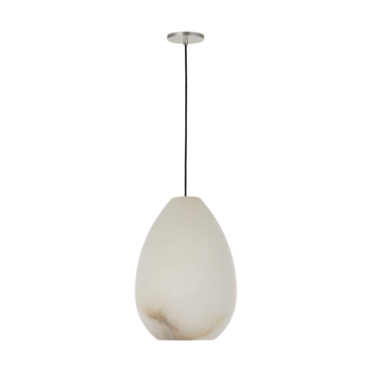 Polished Nickel Mini LED Pendant with Alabaster Shade