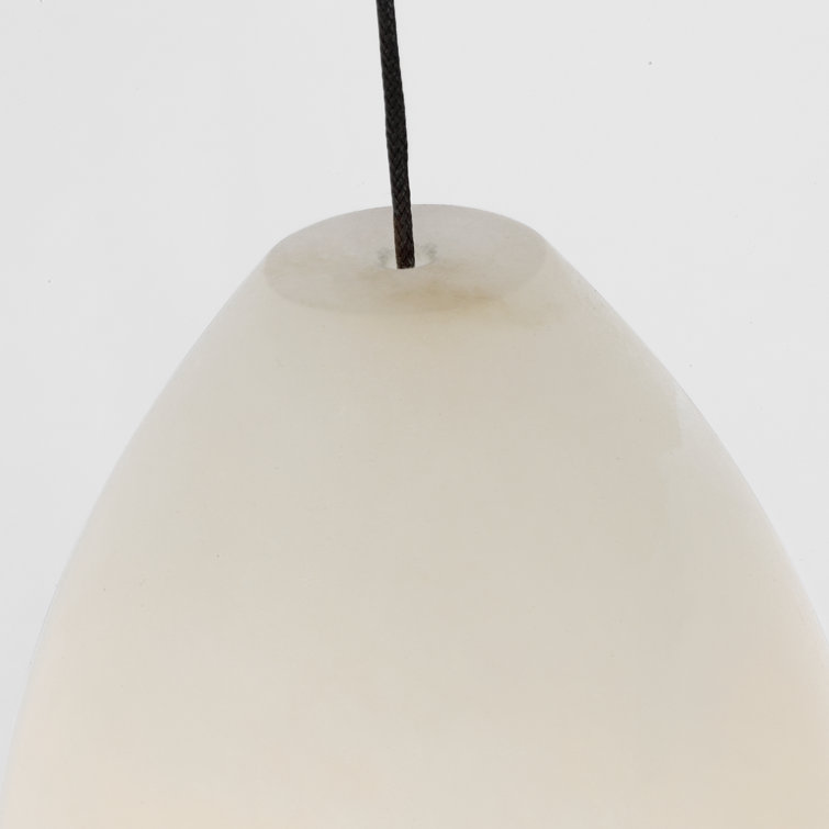 Polished Nickel Mini LED Pendant with Alabaster Shade