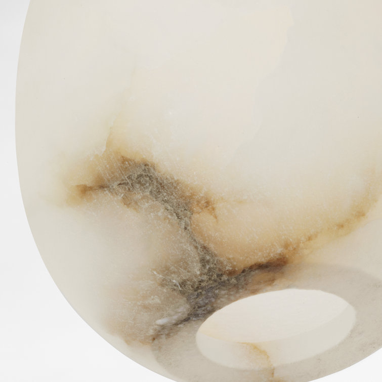 Polished Nickel Mini LED Pendant with Alabaster Shade