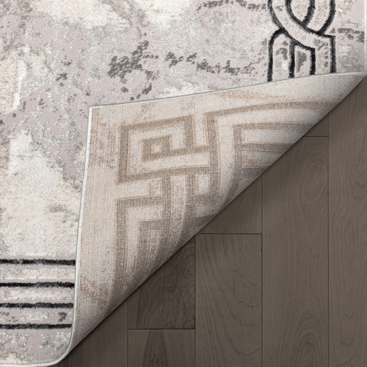 Huntington Retro Marble 5' x 7' Black Abstract Synthetic Area Rug