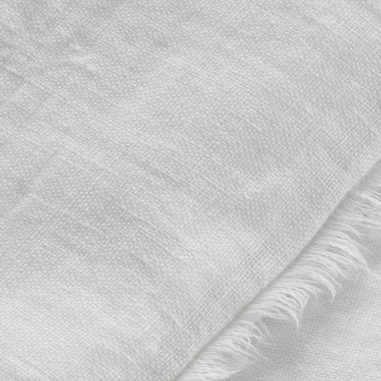 White King Hand-Loomed Linen Duvet Cover with Eyelash Fray Edging