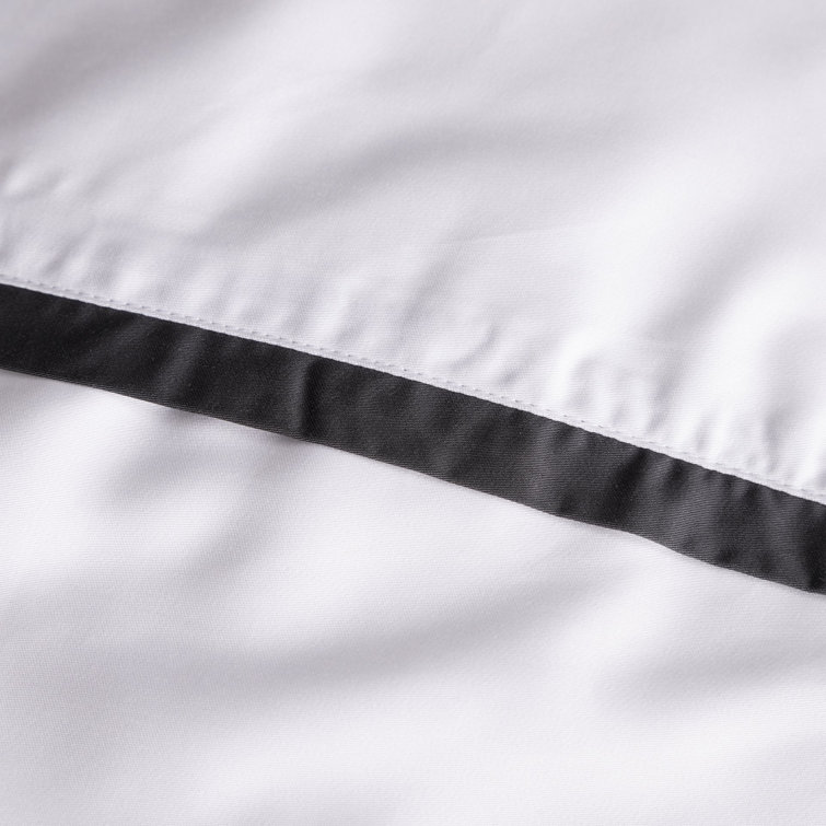 Queen White and Midnight Rayon Sateen Duvet Set