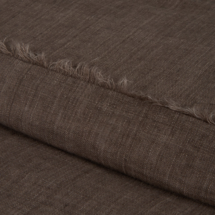 Walnut Linen Rectangular Lumbar Pillow with Fringed Edges