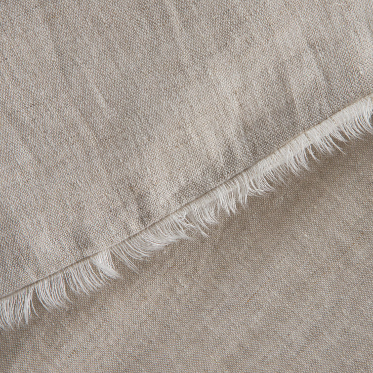 Queen Flax Linen Duvet Cover with Eyelash Fray Edging