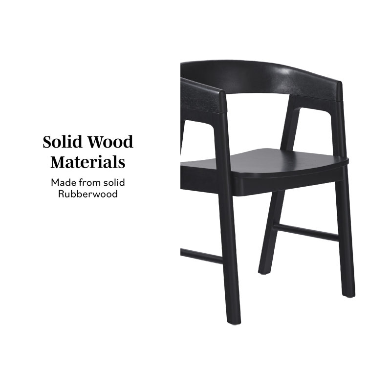Modern Black Solid Wood Rounded Back Arm Chair