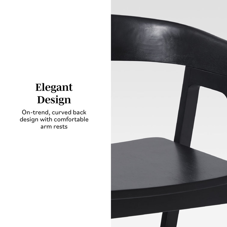 Modern Black Solid Wood Rounded Back Arm Chair