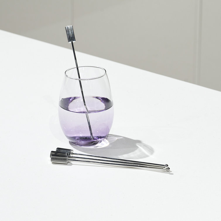 Silver Stainless Steel Cocktail Drink Stirrers, Set of 4