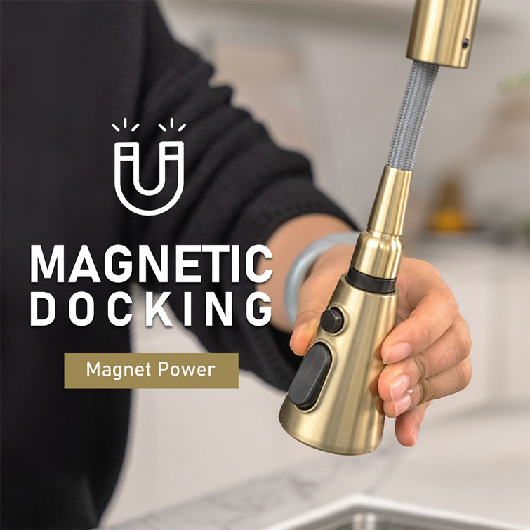 Brushed Gold Single Handle Pull-Down Kitchen Faucet