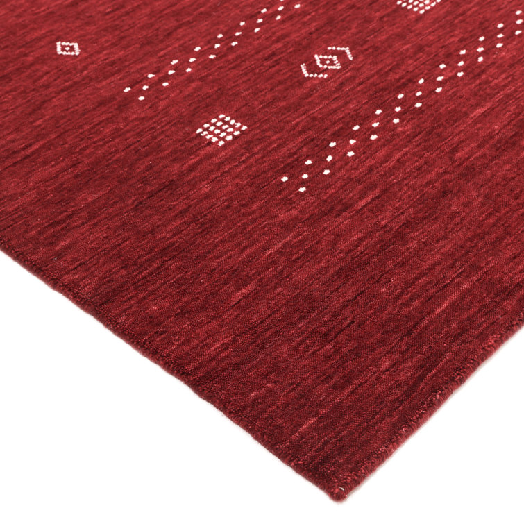 Hand-Knotted Red Wool Geometric 3' x 5' Area Rug