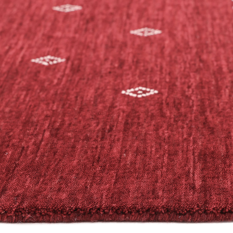 Hand-Knotted Red Wool Geometric 3' x 5' Area Rug