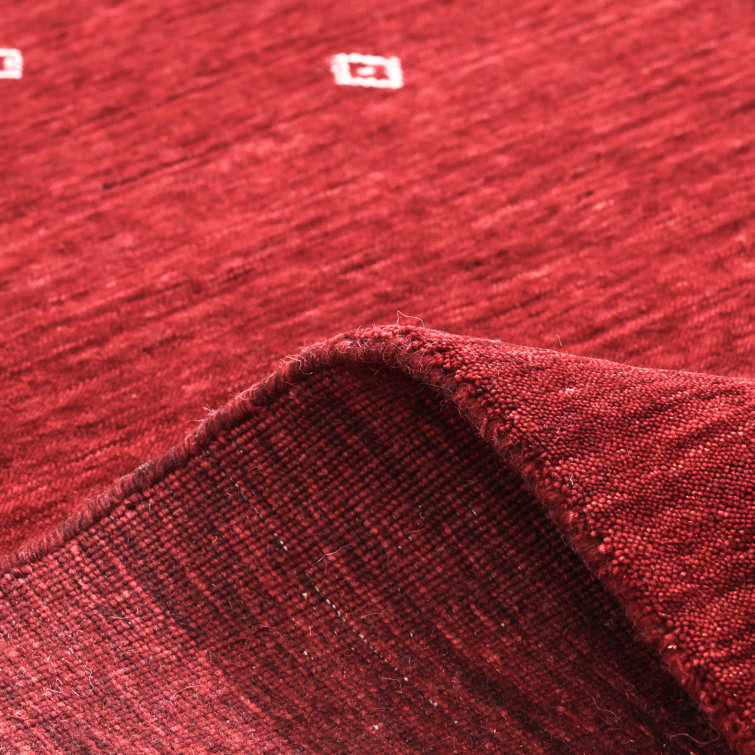 Hand-Knotted Red Wool Geometric 3' x 5' Area Rug
