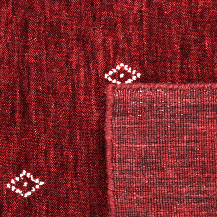 Hand-Knotted Red Wool Geometric 3' x 5' Area Rug