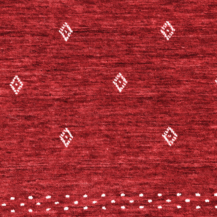 Hand-Knotted Red Wool Geometric 3' x 5' Area Rug
