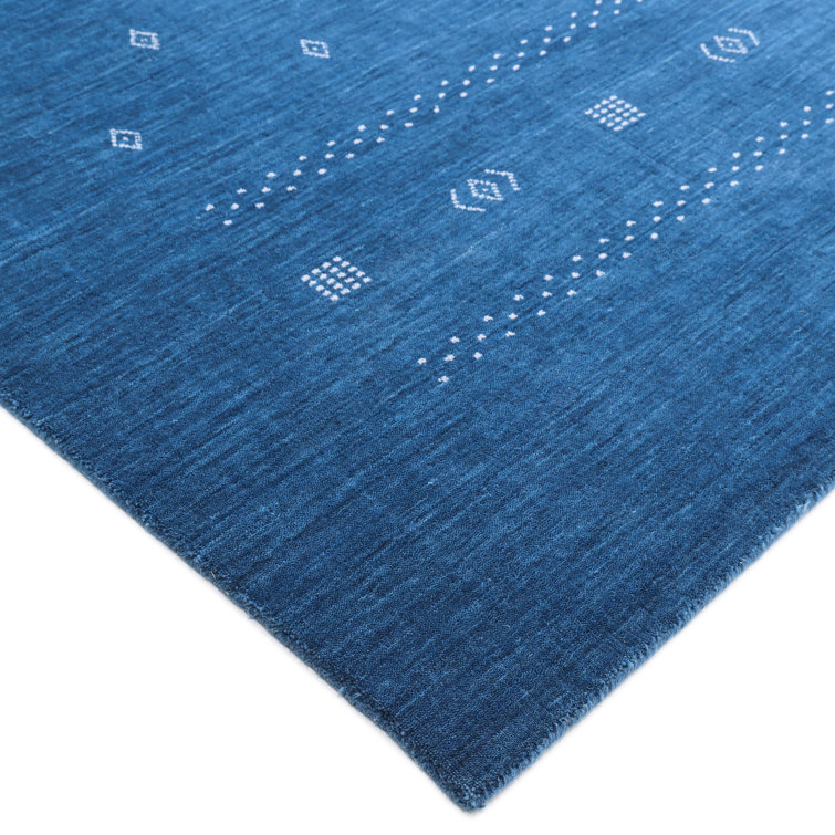 Navy Geometric Hand-Knotted Wool 8' x 10' Rug
