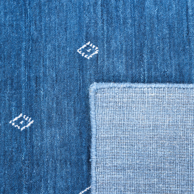 Navy Geometric Hand-Knotted Wool 8' x 10' Rug