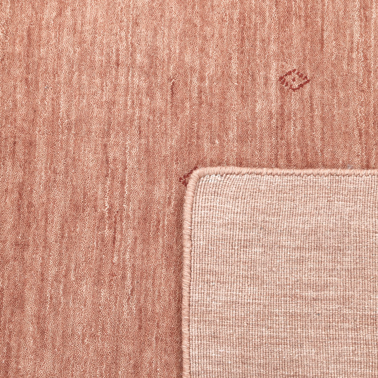 Peach Geometric Hand-Knotted Wool 9' x 12' Area Rug