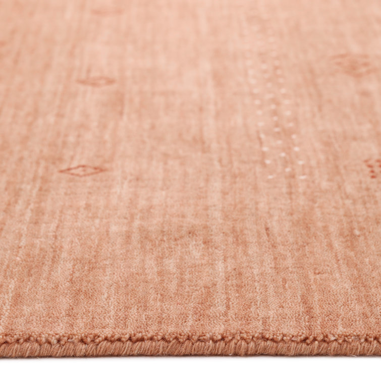 Peach Geometric Hand-Knotted Wool 9' x 12' Area Rug