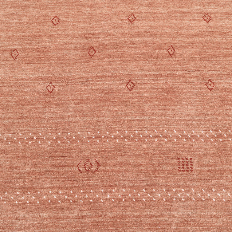 Peach Geometric Hand-Knotted Wool 9' x 12' Area Rug