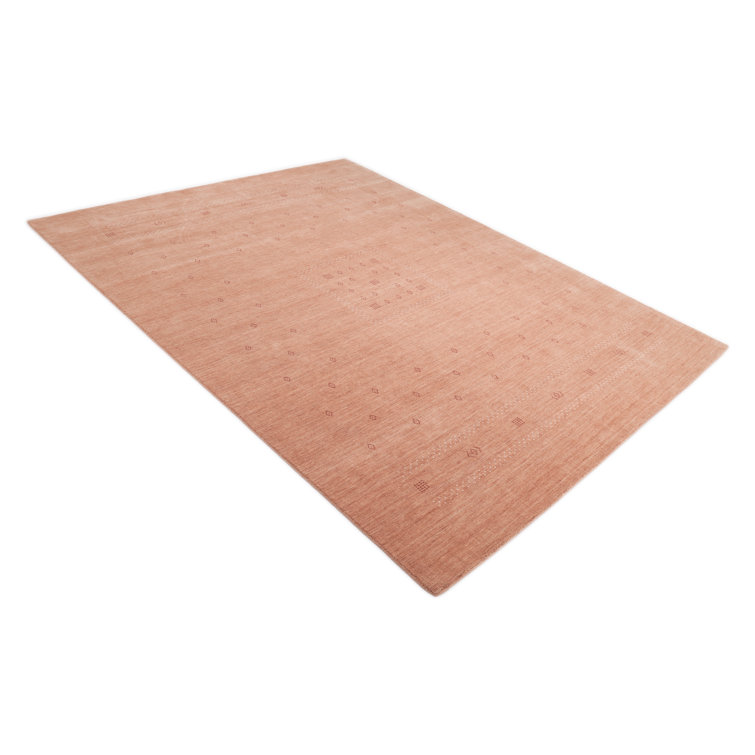 Peach Geometric Hand-Knotted Wool 9' x 12' Area Rug