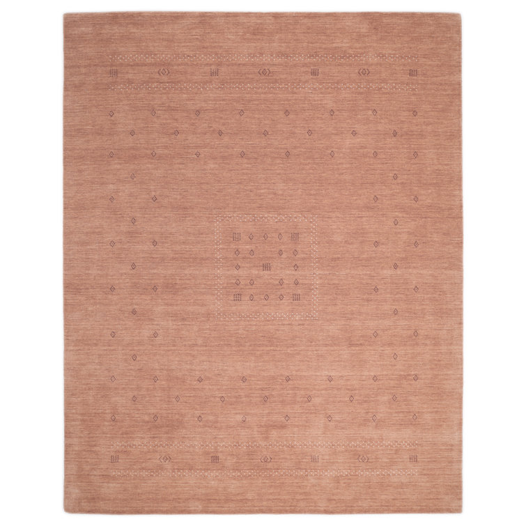 Peach Geometric Hand-Knotted Wool 9' x 12' Area Rug
