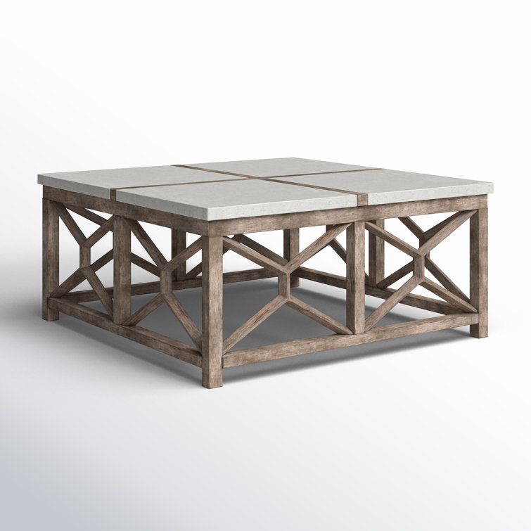 Transitional Coastal Square Coffee Table in Washed Natural