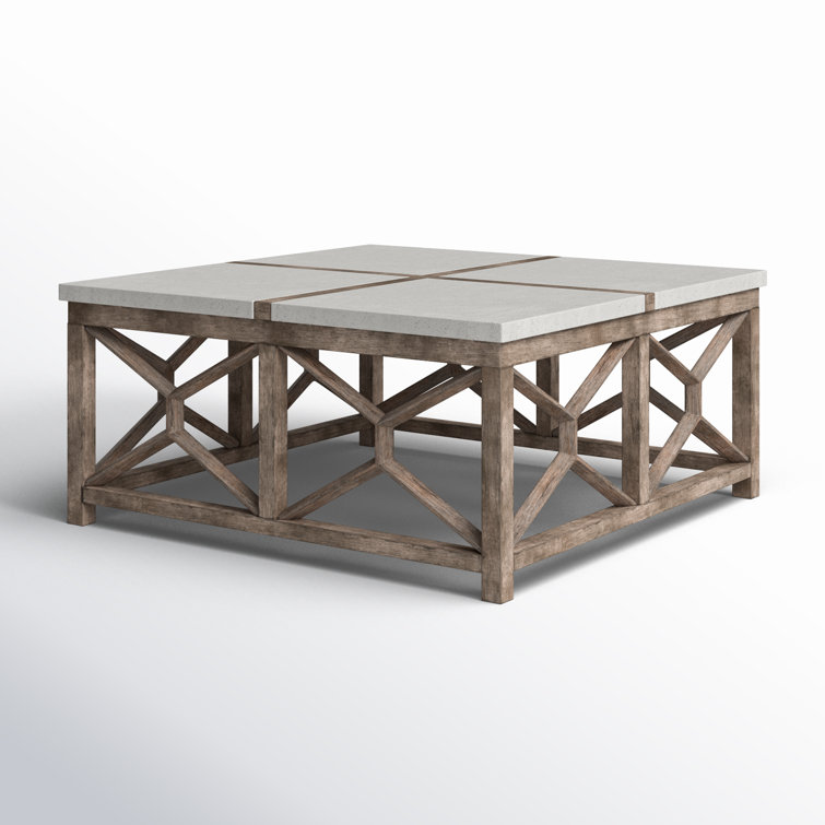 Transitional Coastal Square Coffee Table in Washed Natural