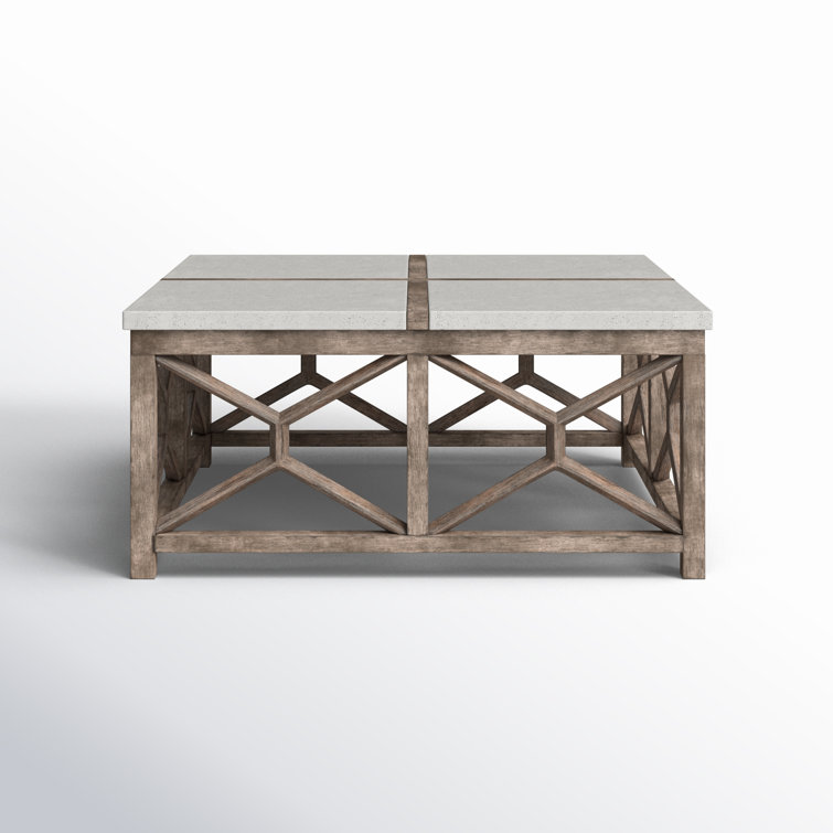 Transitional Coastal Square Coffee Table in Washed Natural