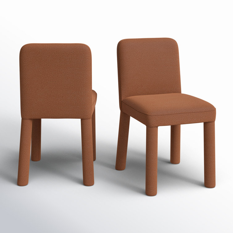 Rust Upholstered Parsons Side Chair Set with Metal Legs