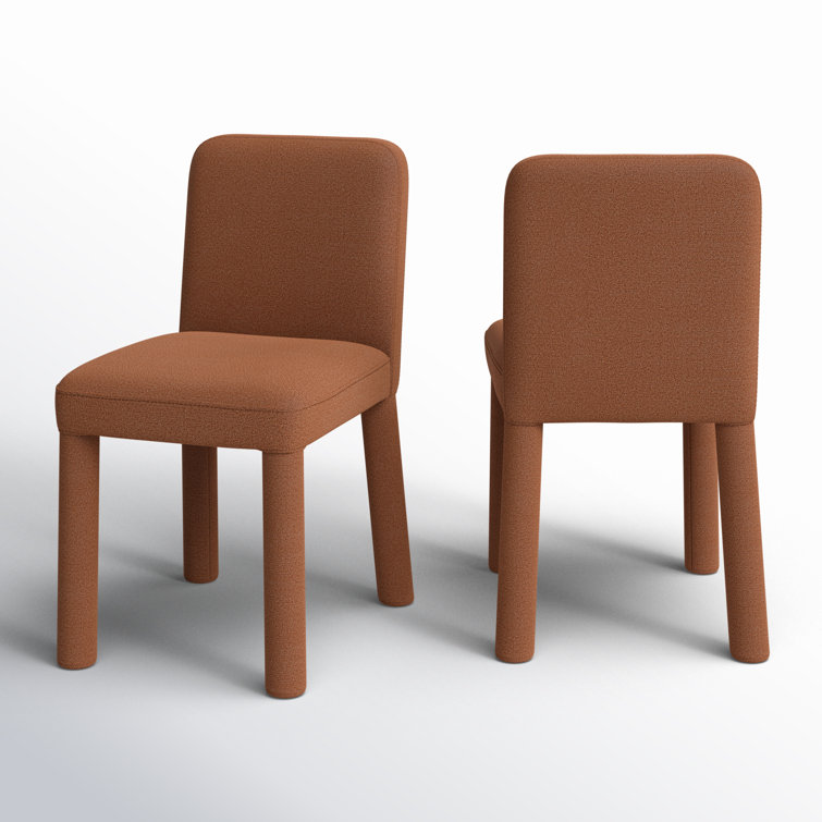Rust Upholstered Parsons Side Chair Set with Metal Legs