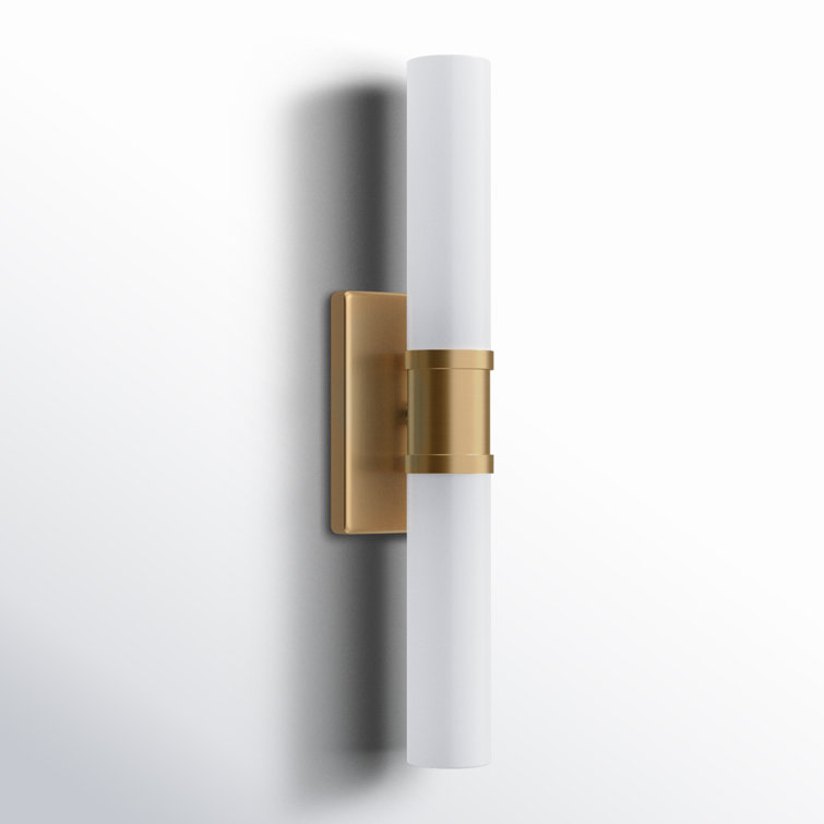 Satin Brass 2-Light Dimmable Vanity Fixture with Glass Shade