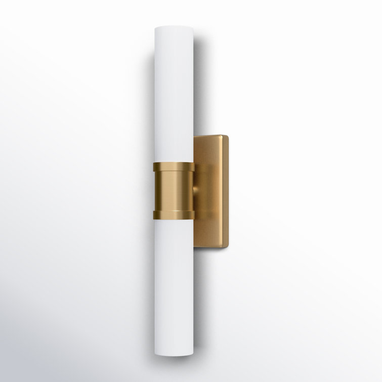 Satin Brass 2-Light Dimmable Vanity Fixture with Glass Shade