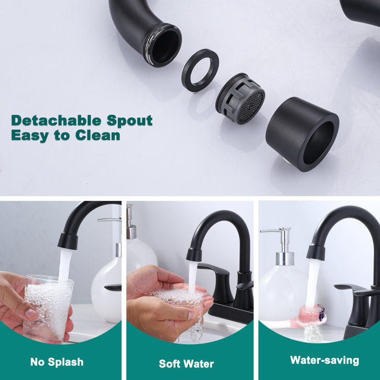 Matte Black 4-Inch Centerset Double Handle High Arc Bathroom Faucet