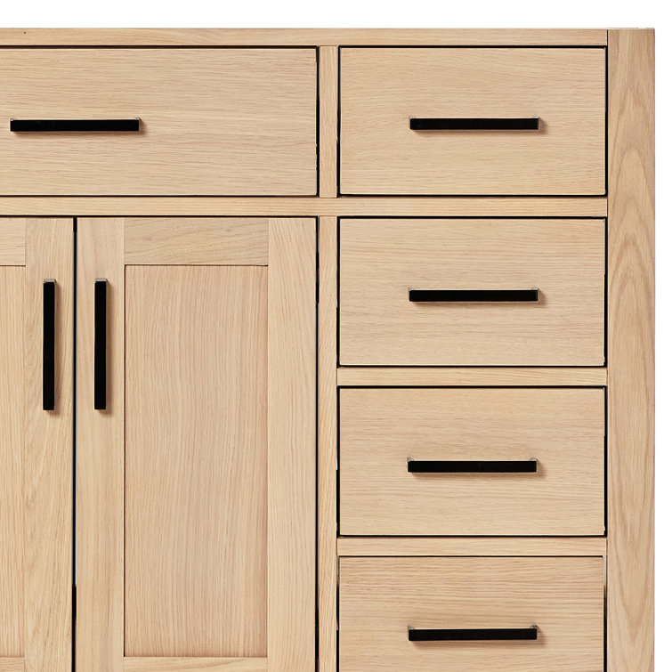 Hepburn 66" Medium Oak Freestanding Bathroom Vanity Base with Black Hardware