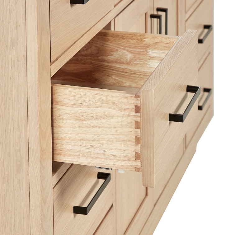 Hepburn 66" Medium Oak Freestanding Bathroom Vanity Base with Black Hardware