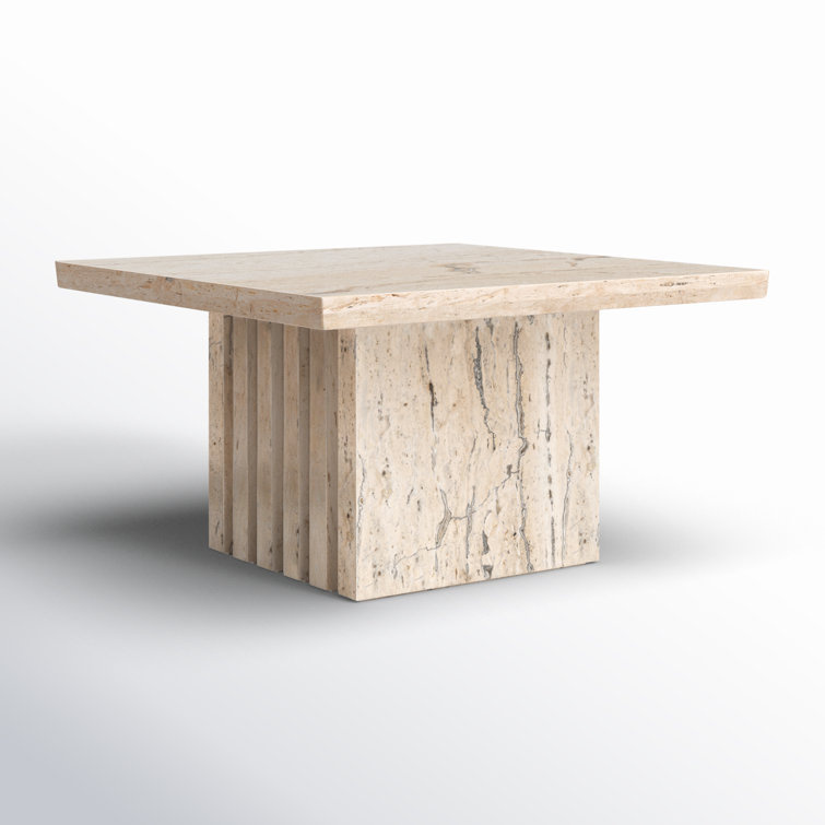 Olivia 21'' Beige Marble Square Accent Table