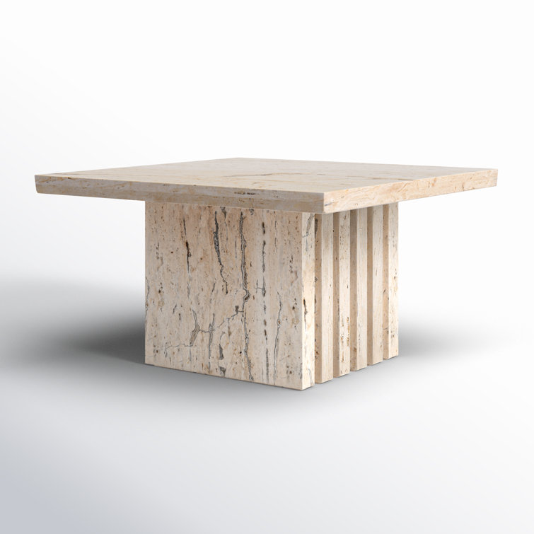 Olivia 21'' Beige Marble Square Accent Table