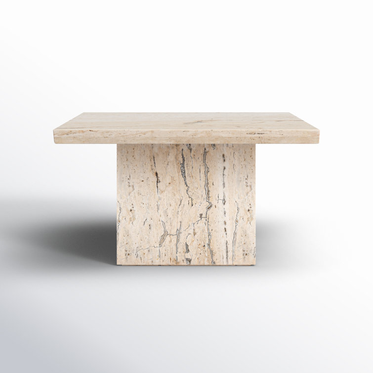 Olivia 21'' Beige Marble Square Accent Table