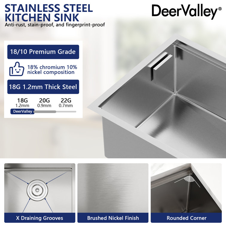 33" Stainless Steel Single Bowl Undermount Workstation Kitchen Sink