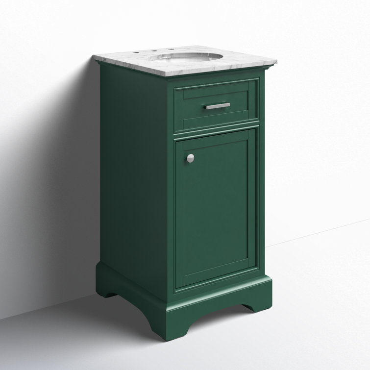 Teak and Marble 19'' Single Bathroom Vanity with Brushed Nickel Hardware