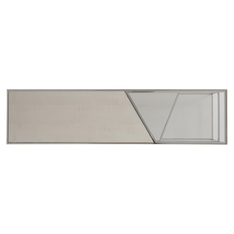 Beige and Silver Rectangular Transitional Console Table with Storage