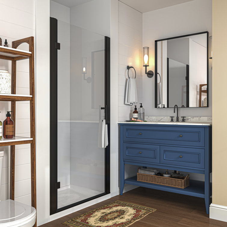 36'' x 72'' Frameless Clear Glass Shower Door in Matte Black