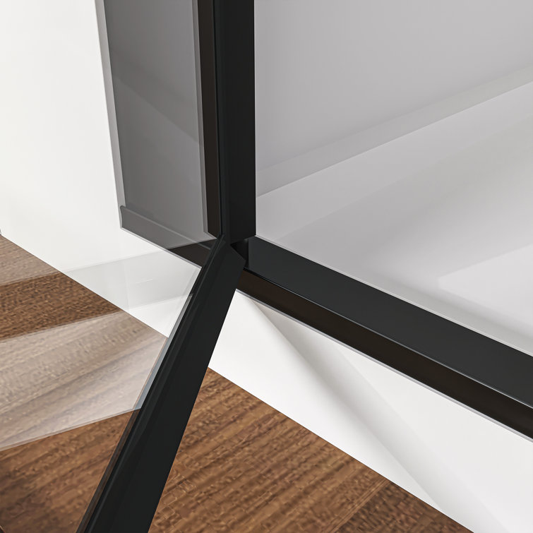 36'' x 72'' Frameless Clear Glass Shower Door in Matte Black