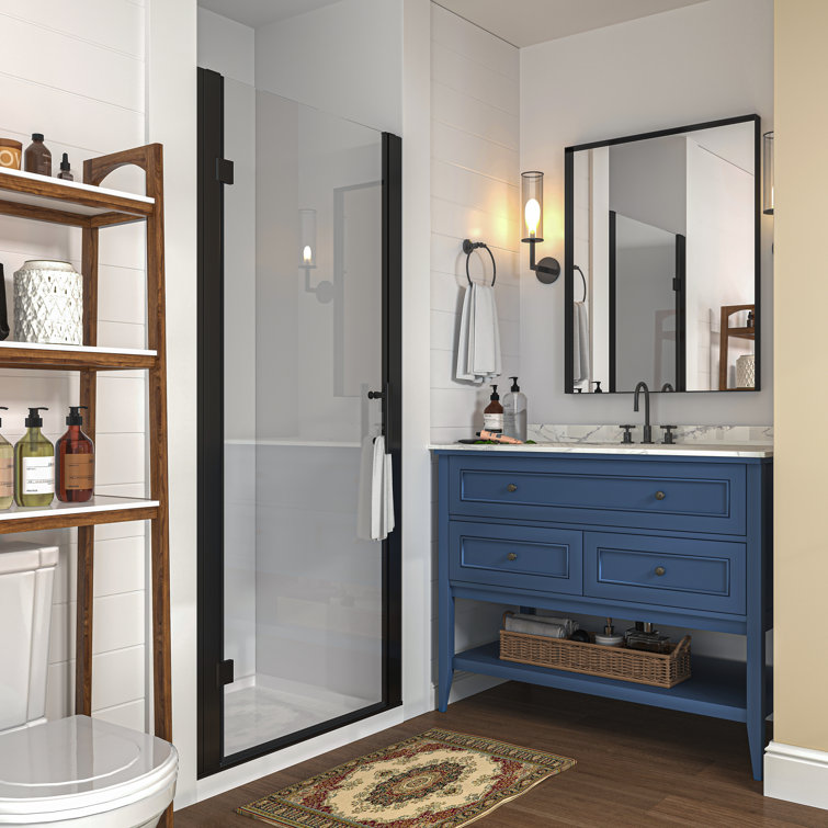 34'' W x 72'' H Frameless Clear Glass Shower Door in Matte Black
