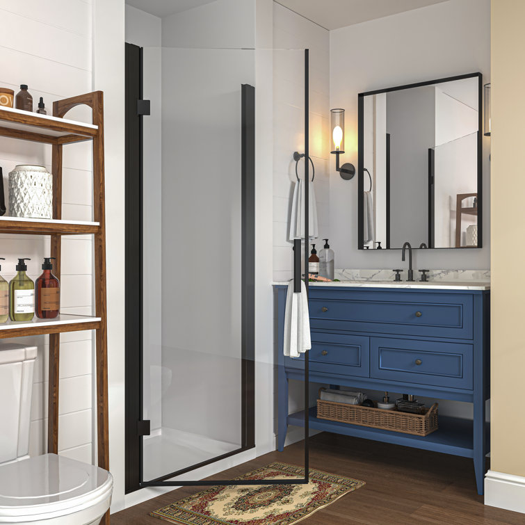 34'' W x 72'' H Frameless Clear Glass Shower Door in Matte Black
