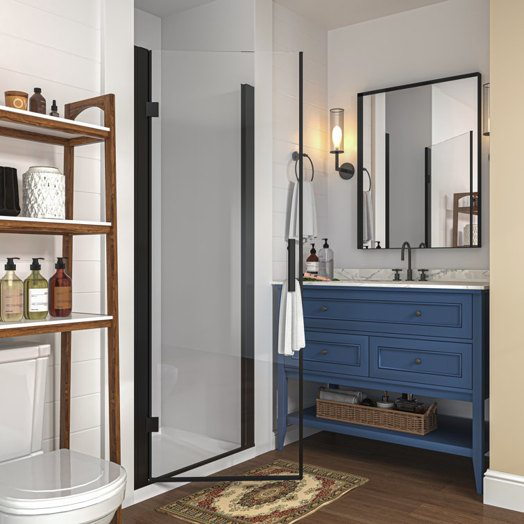 32'' W x 72'' H Frameless Clear Glass Shower Door in Matte Black