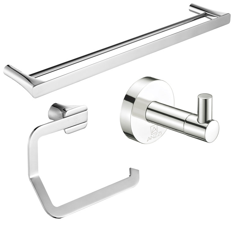 Chrome 3-Piece Wall Mounted Bathroom Accessory Set