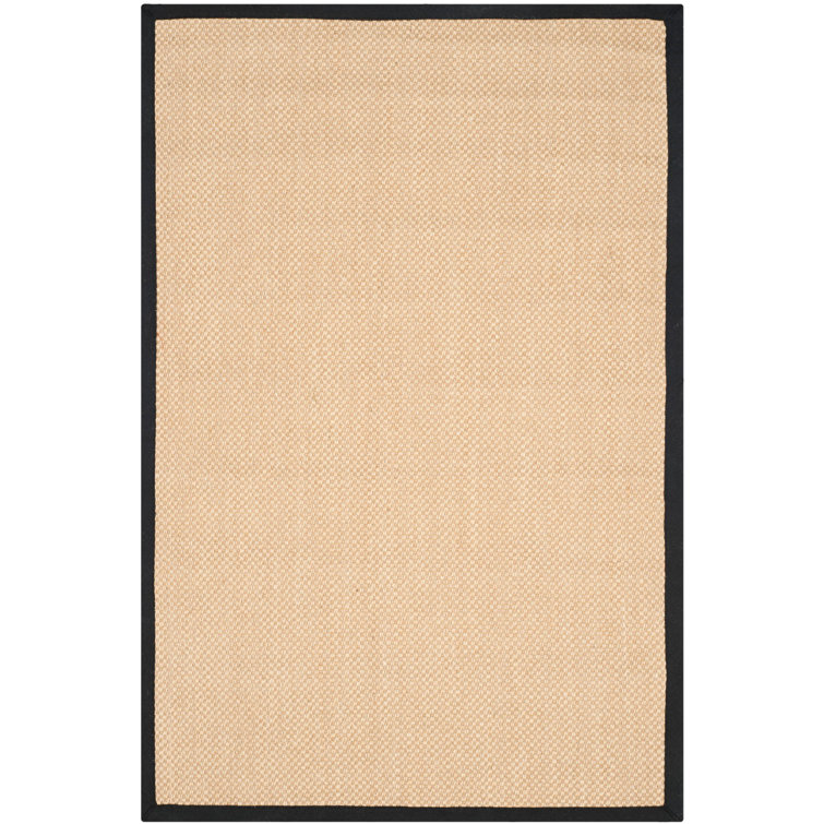 Maize and Black Hand-Knotted Sisal Area Rug, 4' x 6'