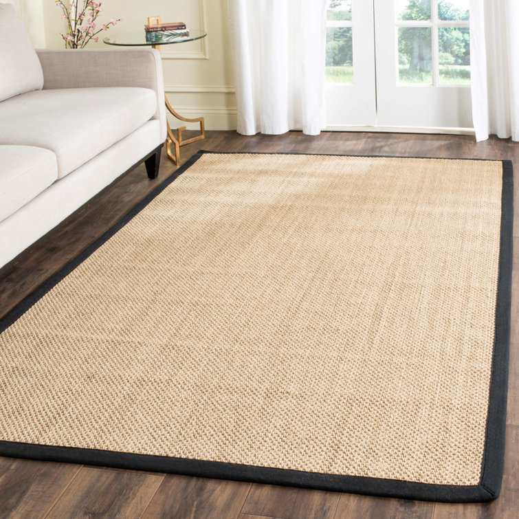 Maize and Black Hand-Knotted Sisal Area Rug, 4' x 6'