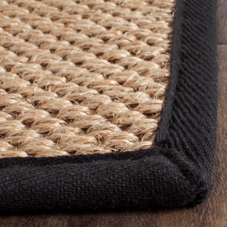 Maize and Black Hand-Knotted Sisal Area Rug, 4' x 6'